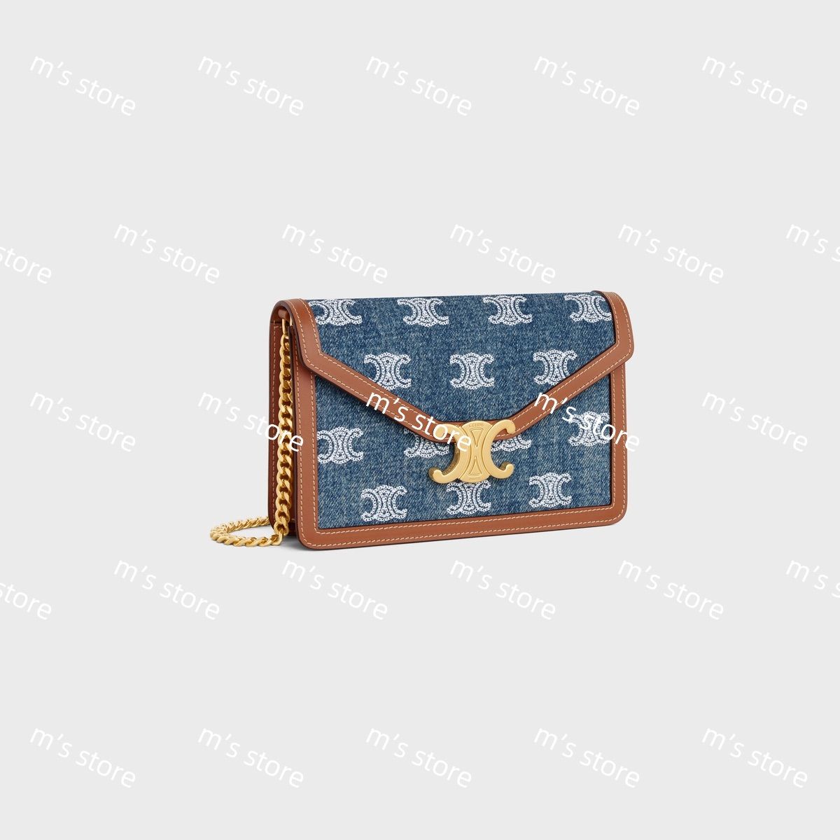 新品 CELINE セリーヌ チェーンウォレット マーゴ トリオンフ デニム 