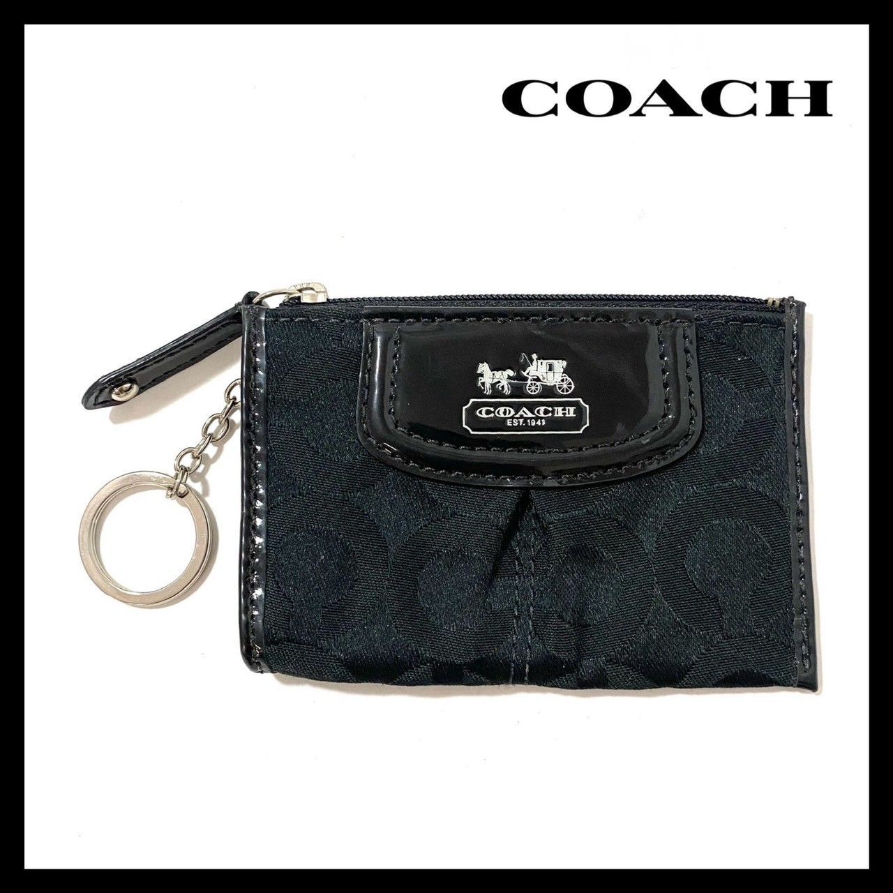 COACH】コインケース Cシグネチャー ブラック/黒 馬車ロゴ キャンバス 