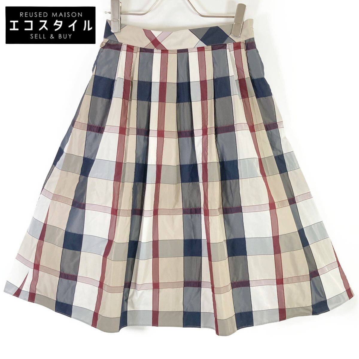 BLUE LABEL CRESTBRIDGE ブルーレーベルクレストブリッジ ﾍﾞｰｼﾞｭ ｸﾚｽﾄﾌﾞﾘｯｼﾞﾁｪｯｸﾄﾞﾋﾞｰﾀﾌﾀﾀｯｸｽｶｰﾄ 36