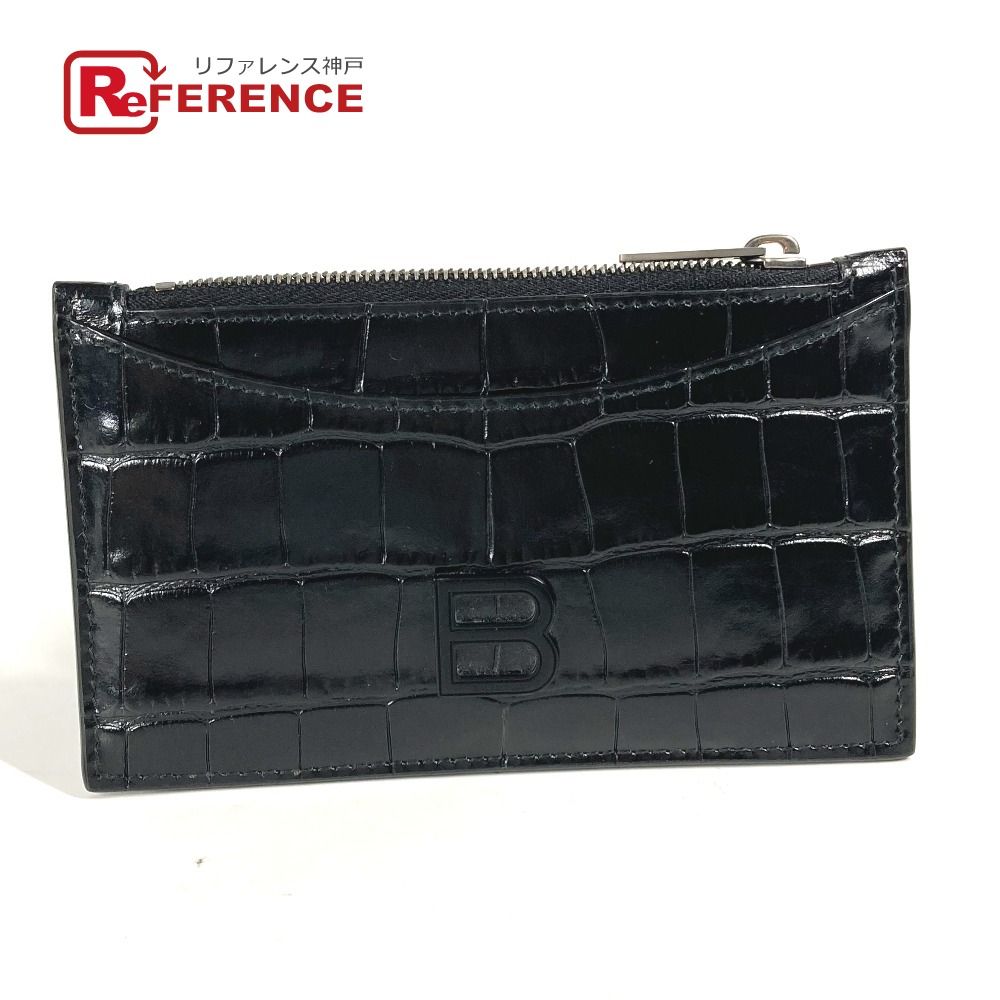 BALENCIAGA ブラックレザー コインケース 1000 ファッション BALENCIAGA ブラックレザーコインケース