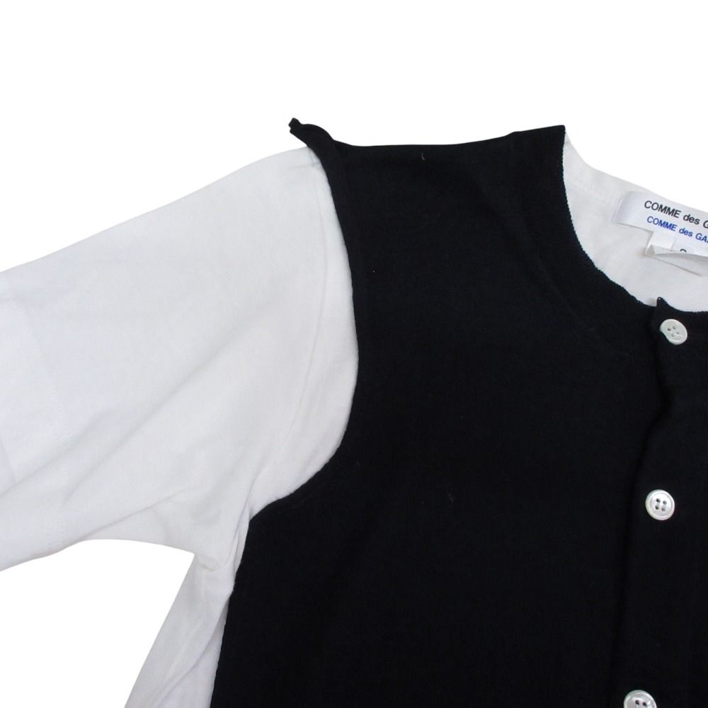 美品 COMME des GAR〓ONS コムコム コムデギャルソン ニット ドッキングTシャツ 半袖 カットソー S ネイビー ホワイト レディース 古着 中古 美品 COMME des GARÇONS コムコム コムデギャルソン ニット
