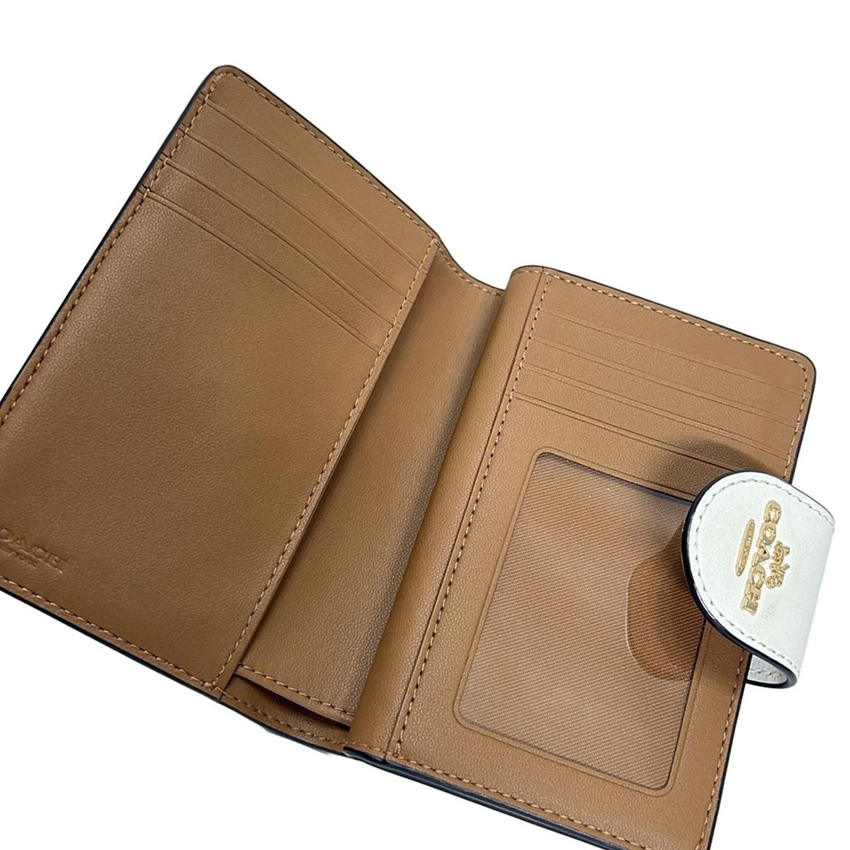 COACH 二つ折り財布 ライトグレー COACH(コーチ) 2つ折り財布 シグネチャー柄 ライトグレー×白 L字