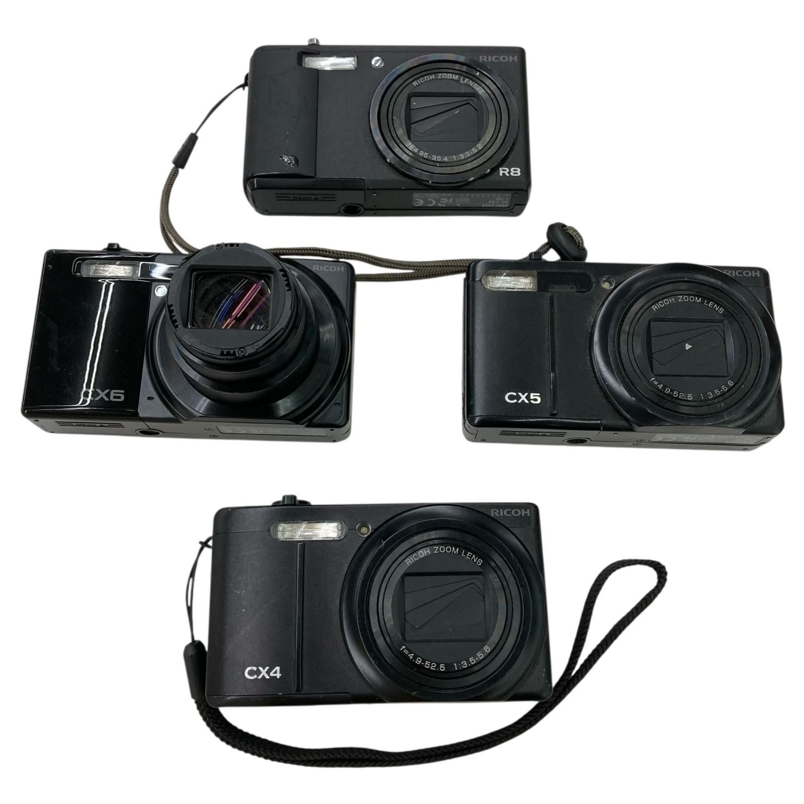 118010 ジャンク品 RICOH リコー コンパクトデジタルカメラ まとめ売り 4点 CX４ 5 6 R8 ブラック 通電未