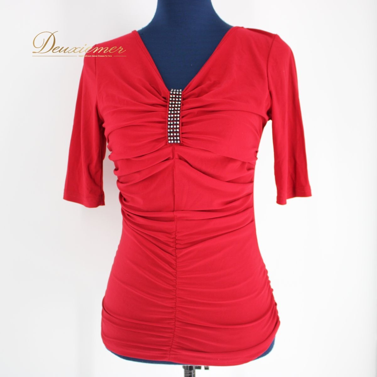 美品 社交ダンス衣装】 レッド系 赤 トップス レッスン パーティー派手