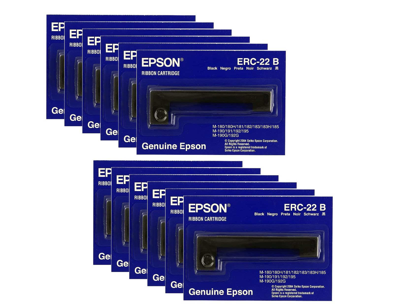 純正Epson ( erc-22b ) 12パックブラックリボンカートリッジfor : M - 180、m-181、m-183、m-185 ( e65103 ) 