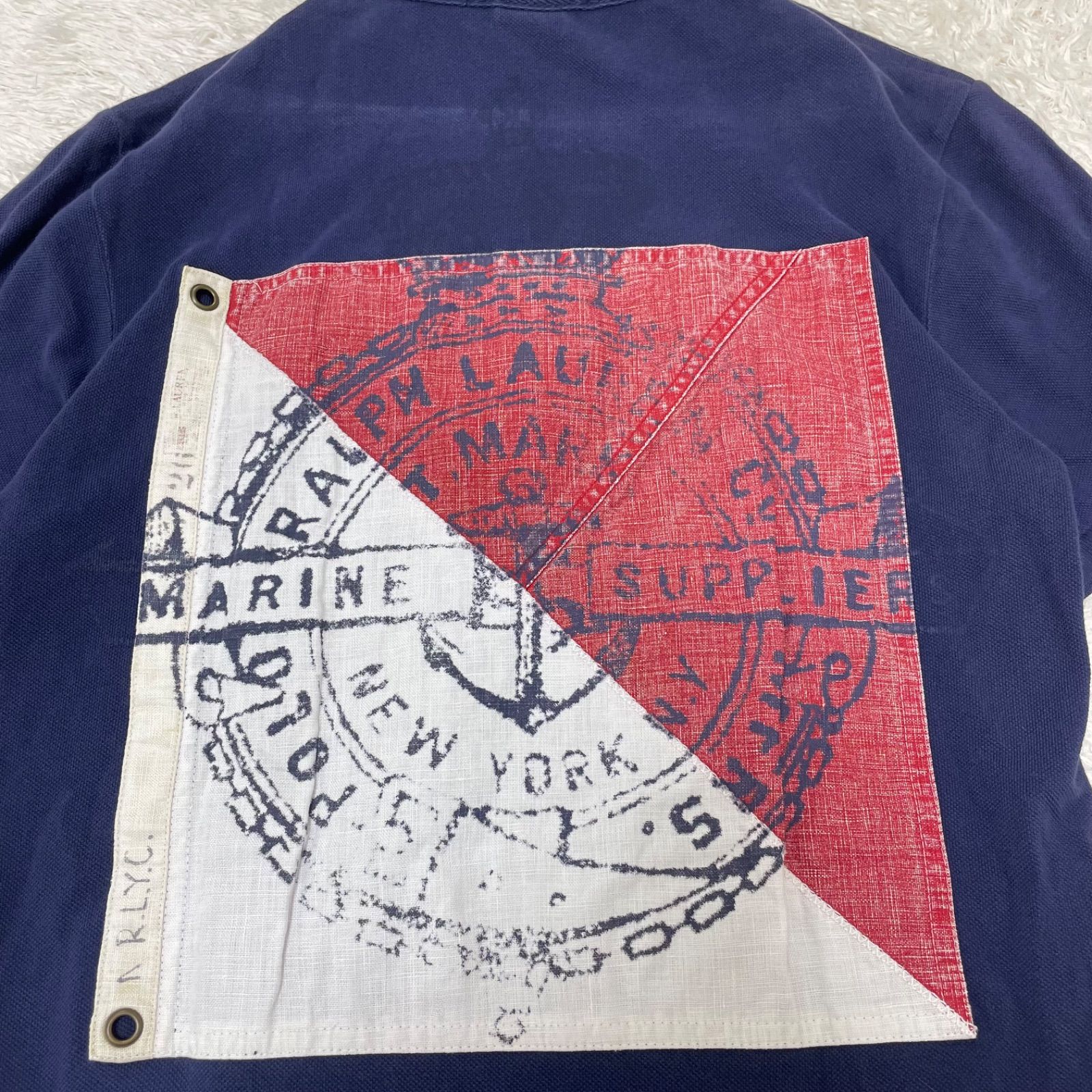 POLO RALPH LAUREN　フルジップ　刺繍ロゴ　星条旗　未使用 ビンテージ】ポロ・ラルフローレン 刺繍・星条旗 ポロシャツ