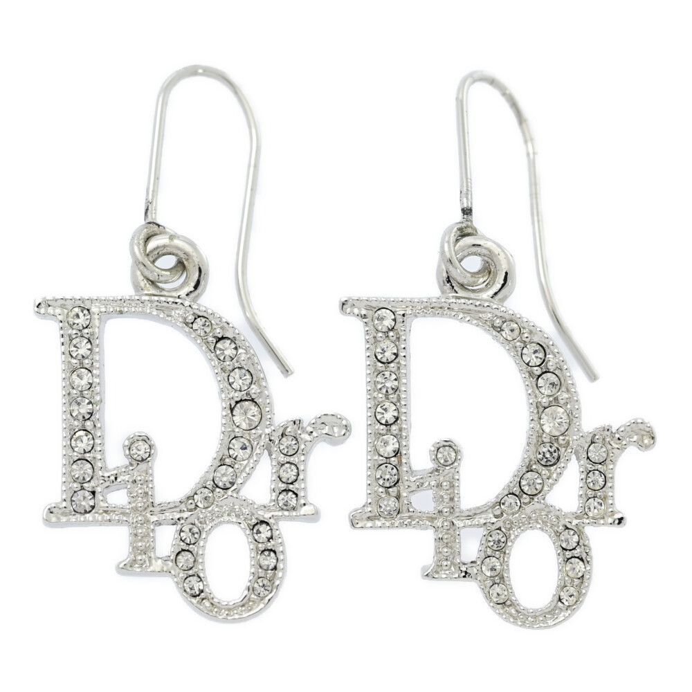 Christian Dior クリスチャンディオール ロゴモチーフ ラインストーン ピアス|合金|メッキ-3g|シルバー|プレゼント|記念日 ♀ B レディース 580443