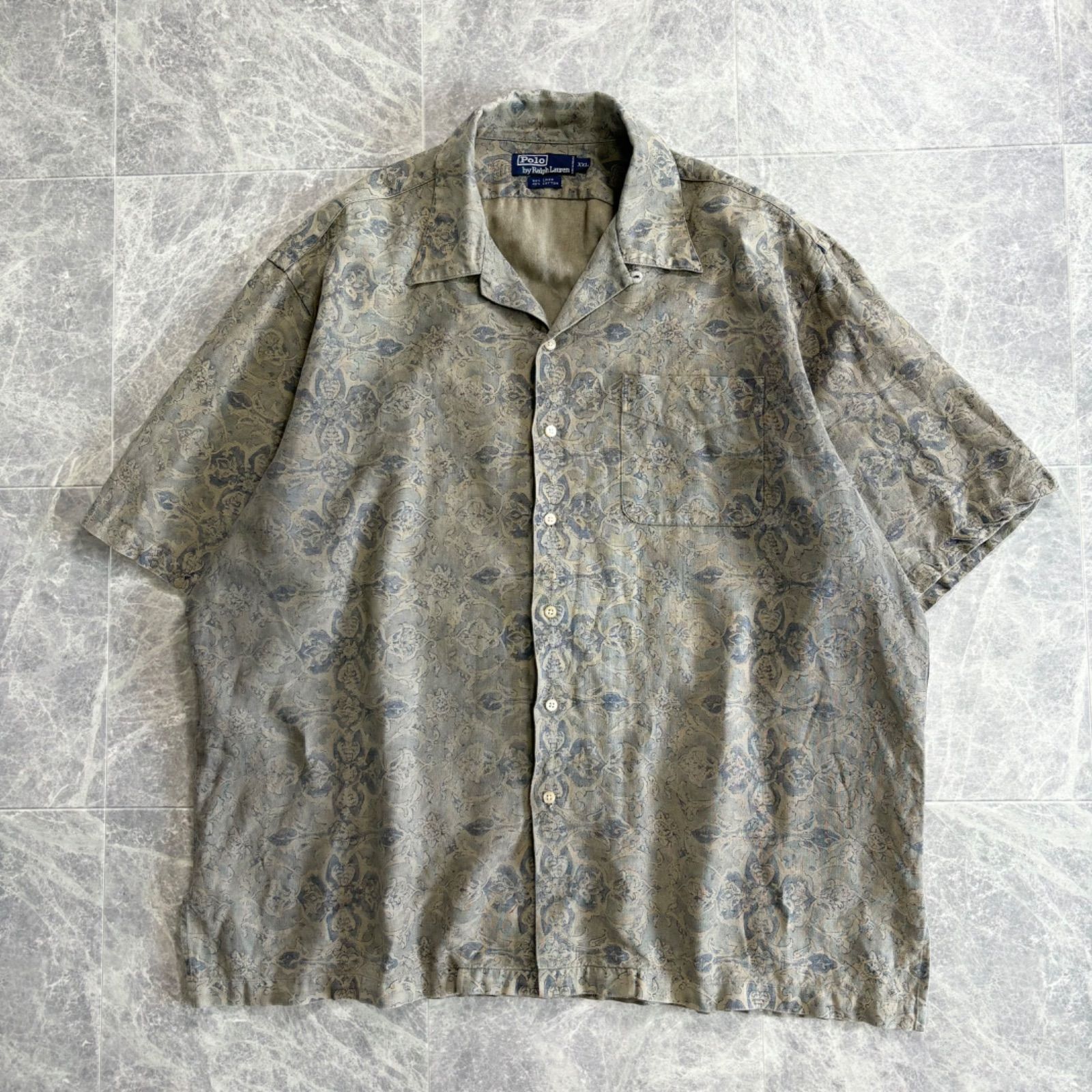 90s Polo Ralph Lauren Open Collar Shirt Linen×Cotton