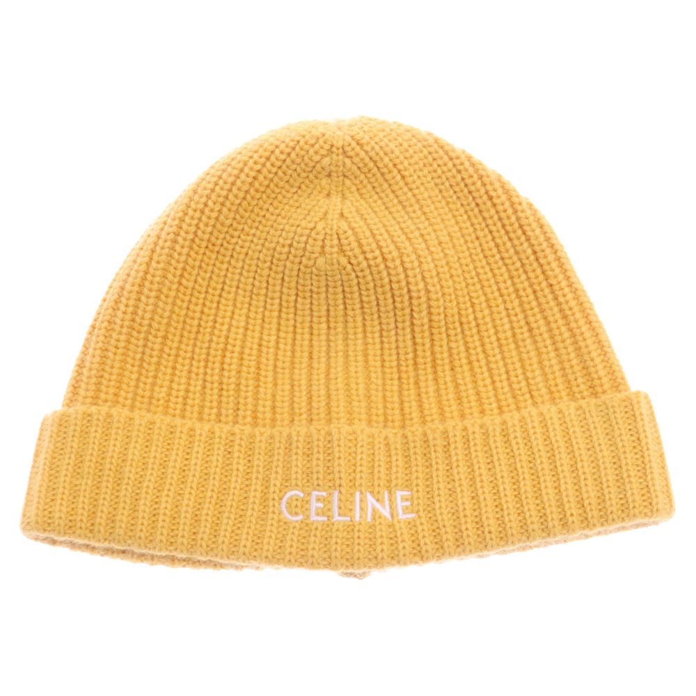 CELINE (セリーヌ) 21SS EMBROIDERED BEANIE 2A41L734L フロントロゴ刺繍 ビーニー ニットキャップ イエロー