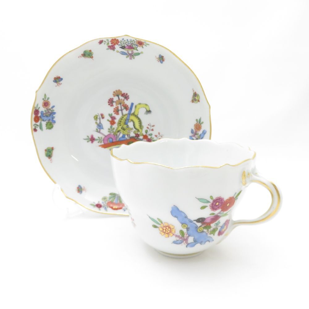MEISSEN - MEISSEN マイセン 竹虎 中皿 22cmプレート 柿右衛門 シノワズリ レア 希 SY12649L2 MEISSEN マイセン 竹虎 中皿 22cmプレート 柿右衛門 シノワズリ