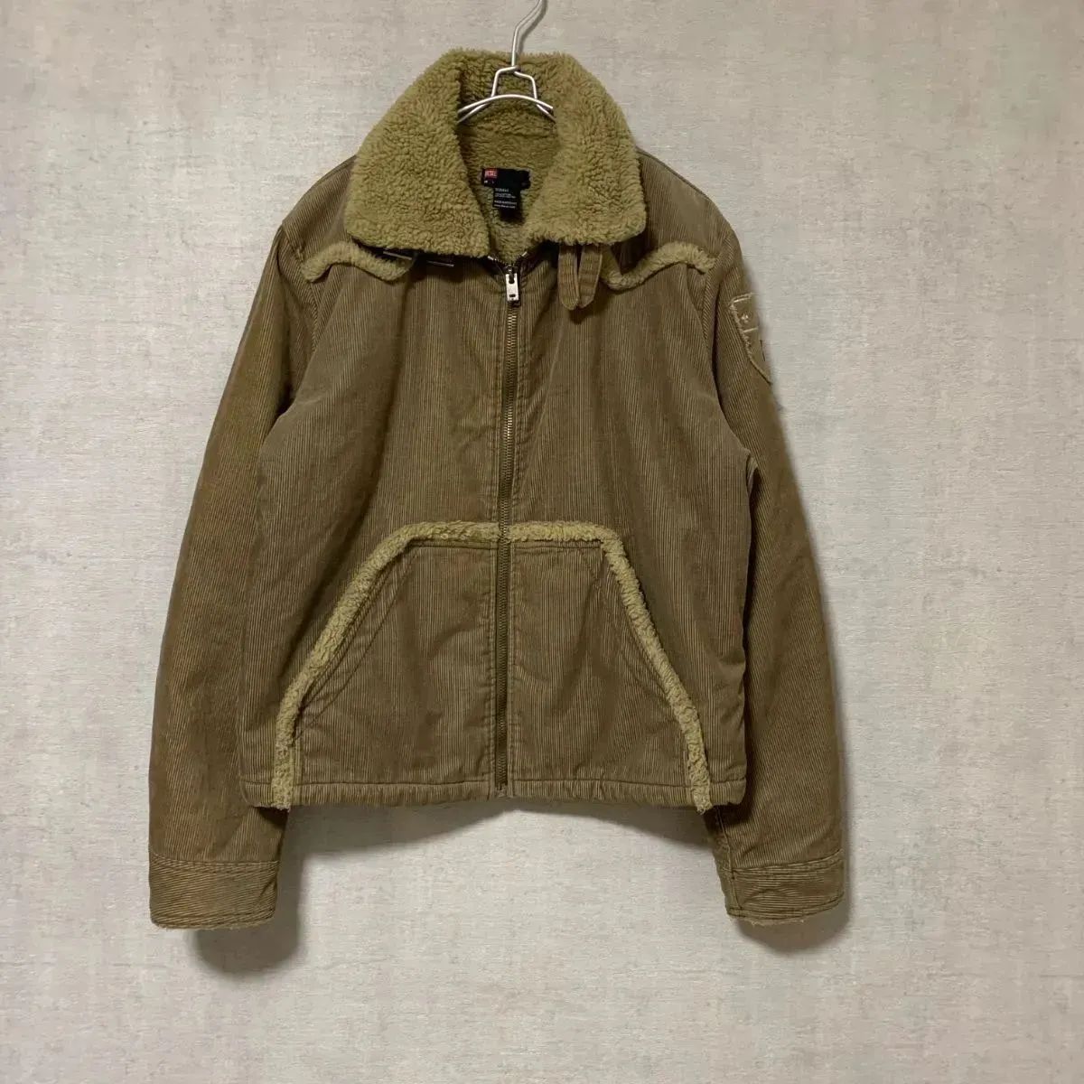 DIESEL コーデュロイ ボア ジャケット ミリタリー ベージュ【メンズM 