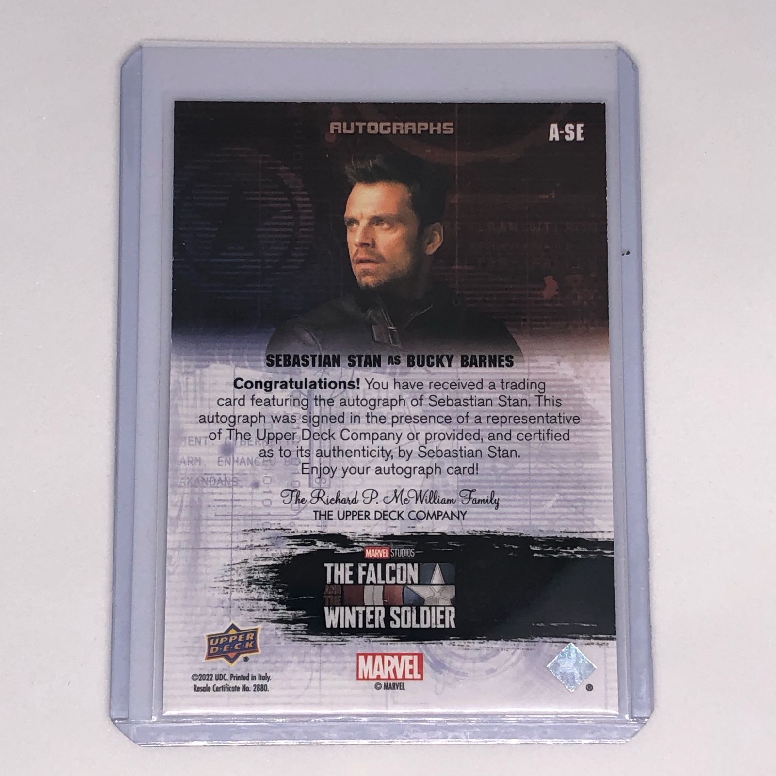 Sebastian Stan セバスチャン スタン 2025 マーベル ファルコン-ウィンター ソルジャー サインカード A-SE UP786_INFO
