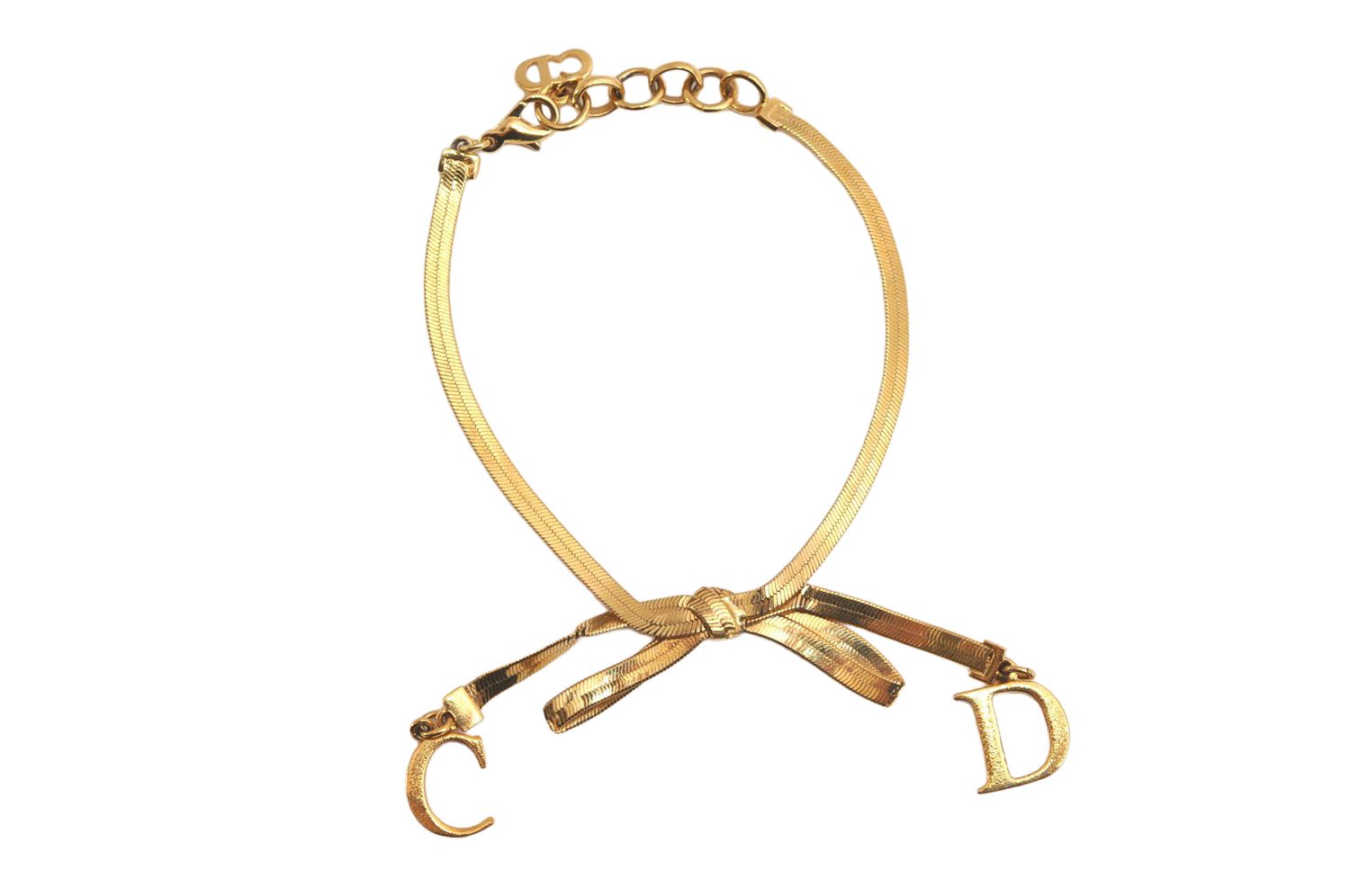 Christian Dior ディオール チェーン リボン モチーフ ブレスレット ゴールド トーン CD 3225N