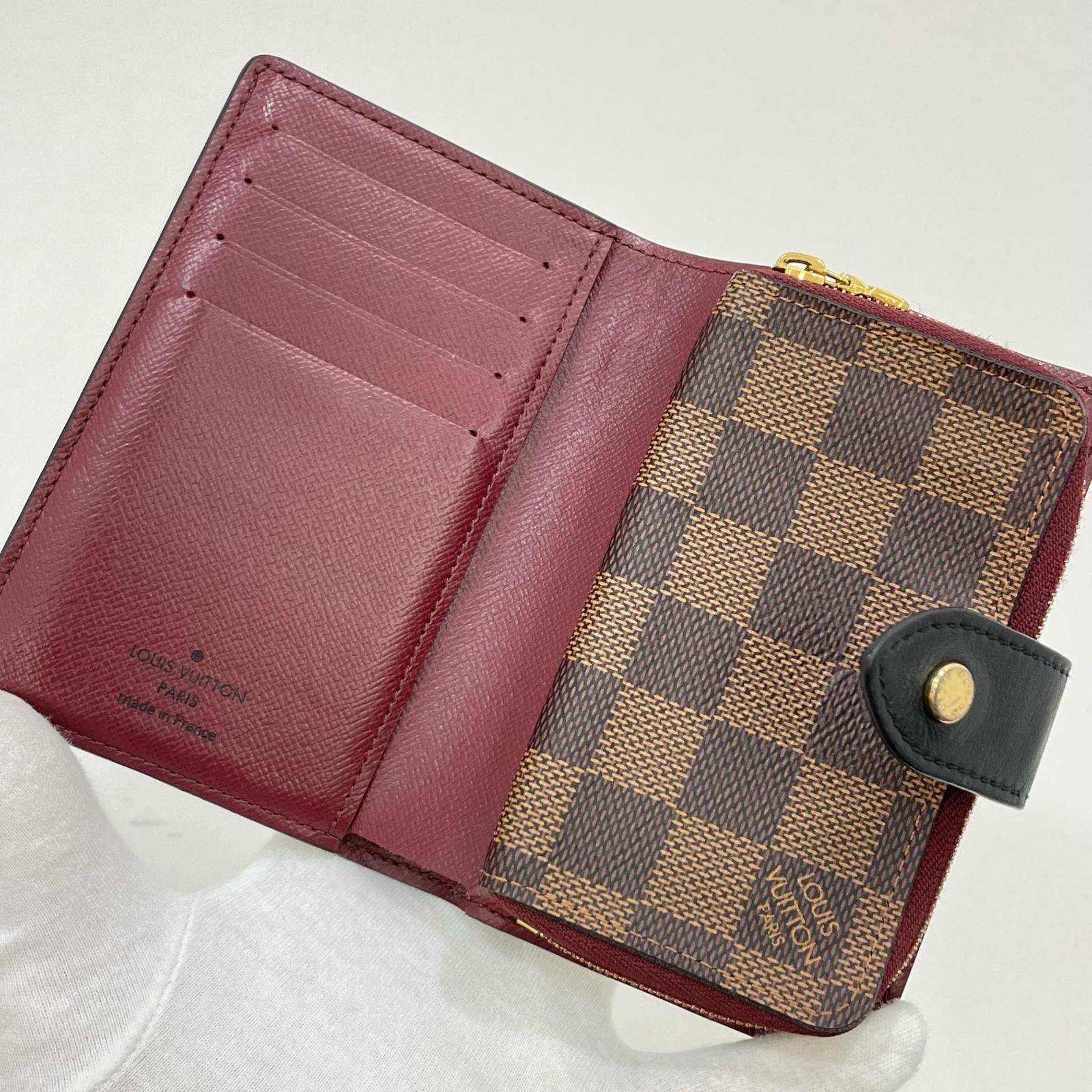 美品　ヴィトン　ダミエ　ポルトフォイユ　ジュリエット　折り財布　N60381 ルイヴィトンポルトフォイユ ジュリエット 14137 ボルドー レディース