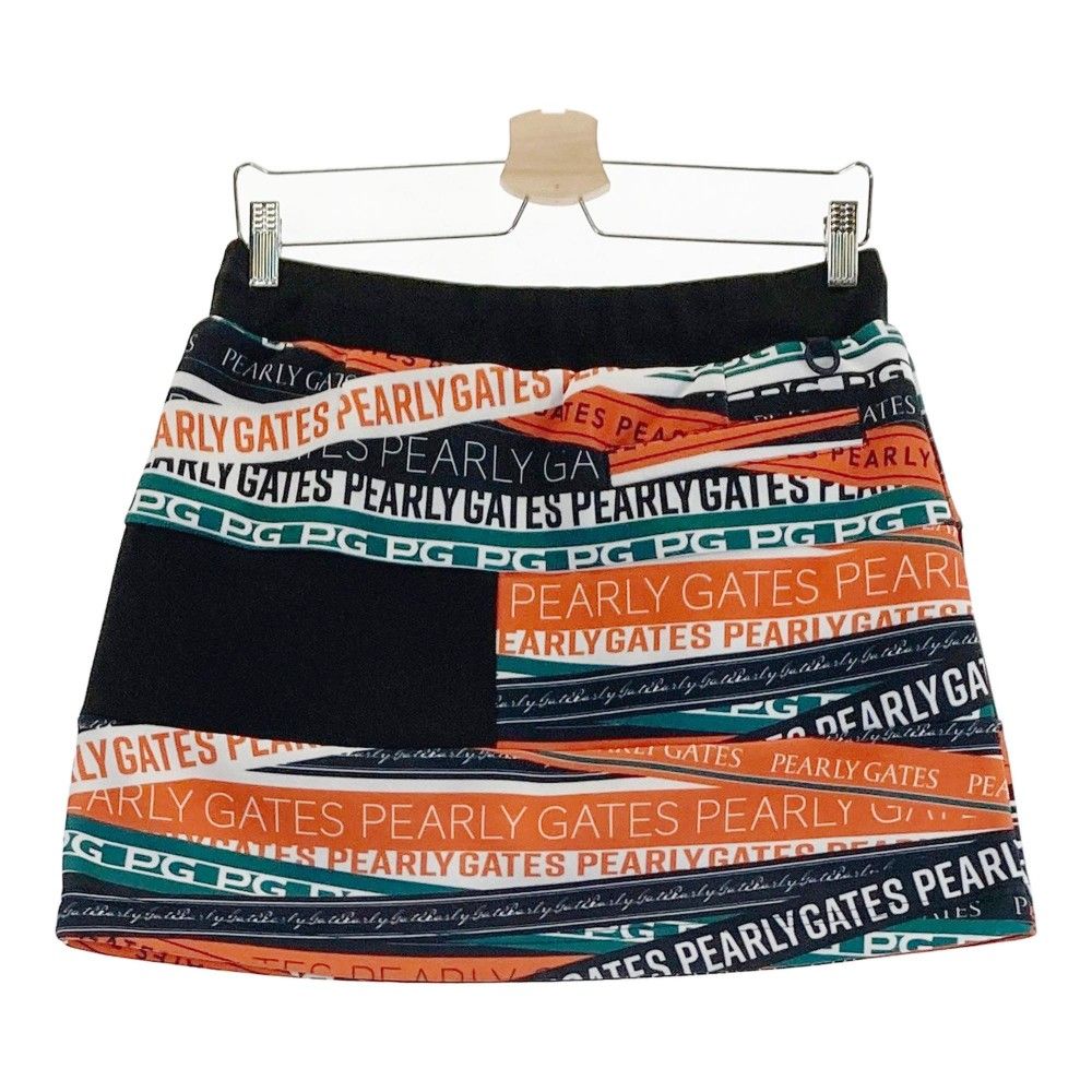サイズ 2 PEARLY GATES パーリーゲイツ モデル ストレッチスカート ロゴ総柄 オレンジ系 240101427836 ゴルフウェア レディース ストスト