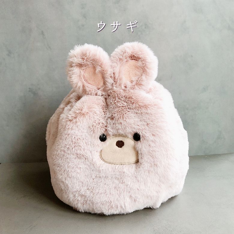 ぬいぐるみ巾着ポーチ シュナウザー プードル カワウソ ウサギ
