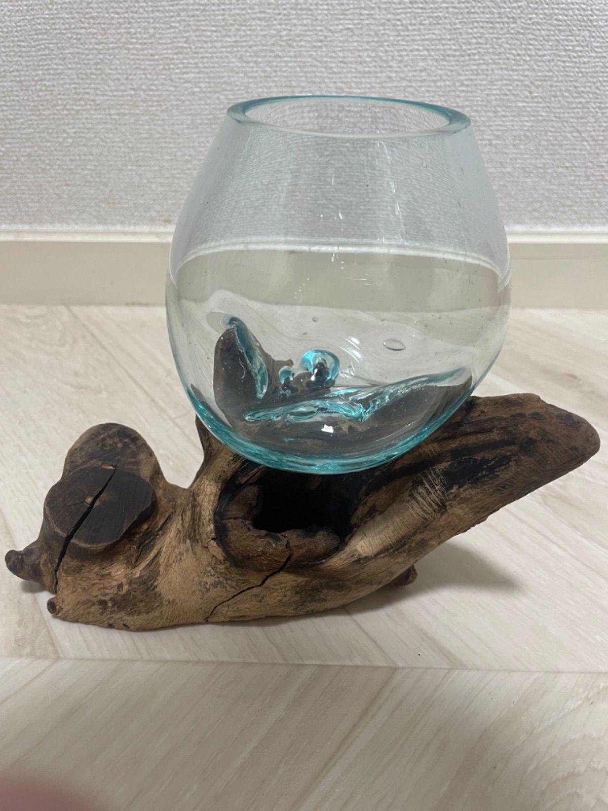 【おしゃれ×リゾート】　バリガラス×流木　インテリア　花瓶　水槽　金魚鉢　雑貨 おしゃれ×リゾート】 バリガラス×流木 インテリア 花瓶 水槽 金魚鉢