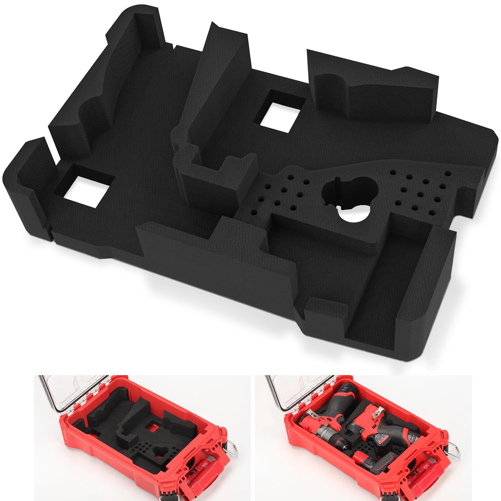 Gen 3 M12 ドリルドライバーとアクセサリーオーガナイザー Milwaukee 48-22-8435用 パックアウトツールボックス - 保護強化EVAライナー ブラックライナーのみ - ボックスとツールは含まれていません