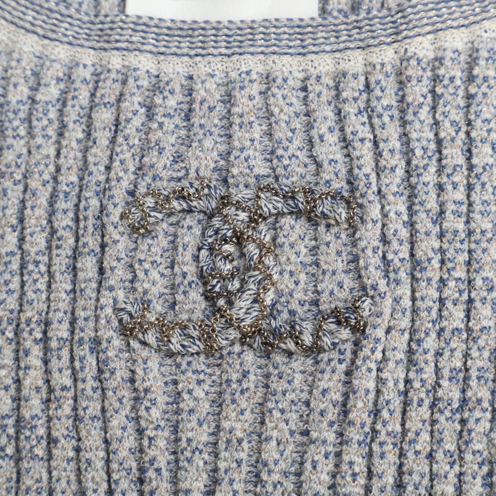 CHANEL - シャネル P40701K02993 チェーンココマーク リブニット キャミソール 38 CHANEL シャネル P40701K02993 チェーンココマーク リブニット