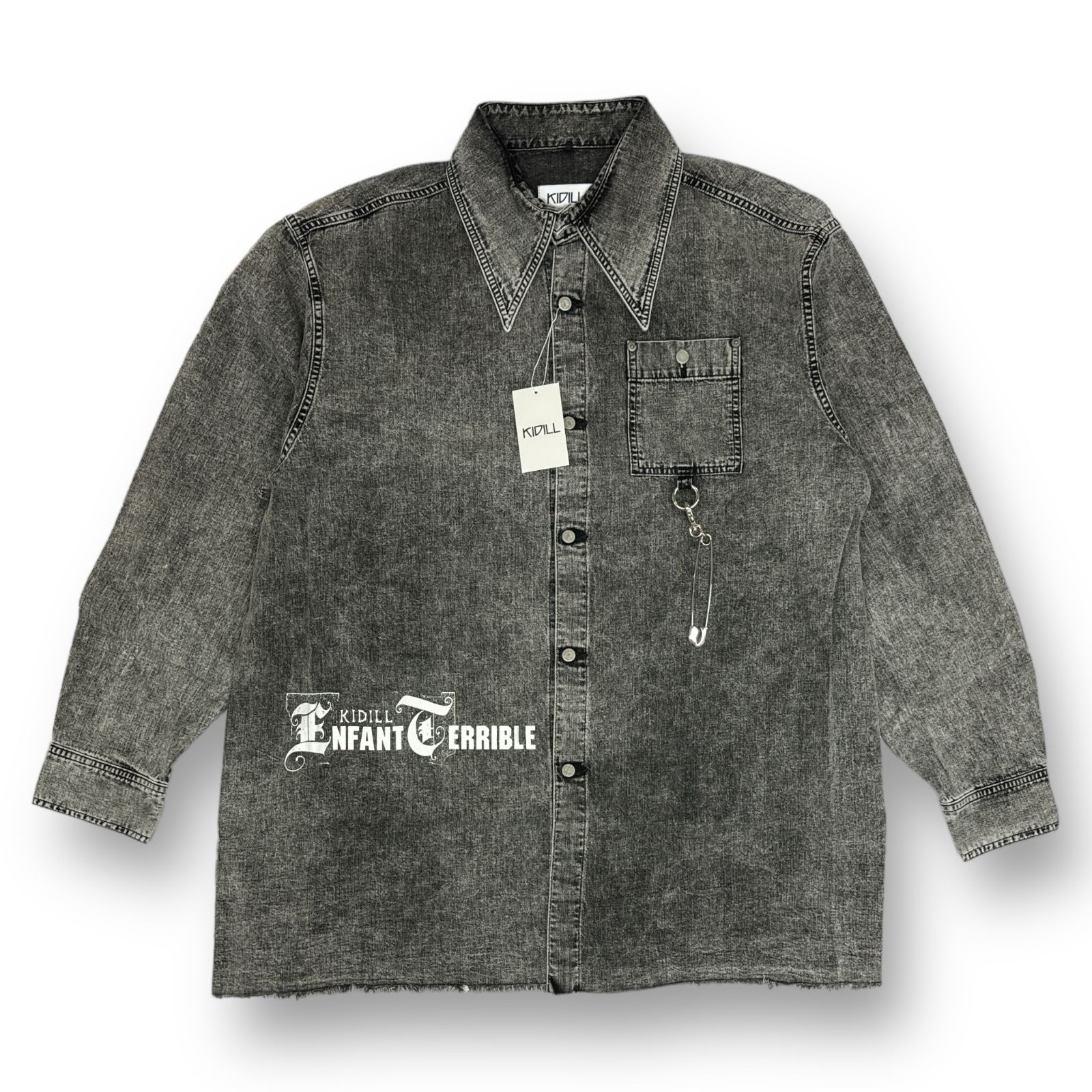 定価76450円 新品 KIDILL 23AW OVERSIZE DENIM SHIRT MULTI PRINT CHEMICAL WASH オーバーサイズ  デニムシャツ ケミカルウォッシュ キディル KL741 BLACK 46 71671A3 - メルカリ