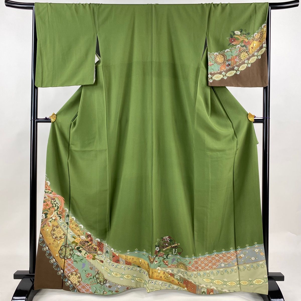 訪問着 身丈164.5cm 裄丈68.5cm L 袷 牛首紬地 落款あり