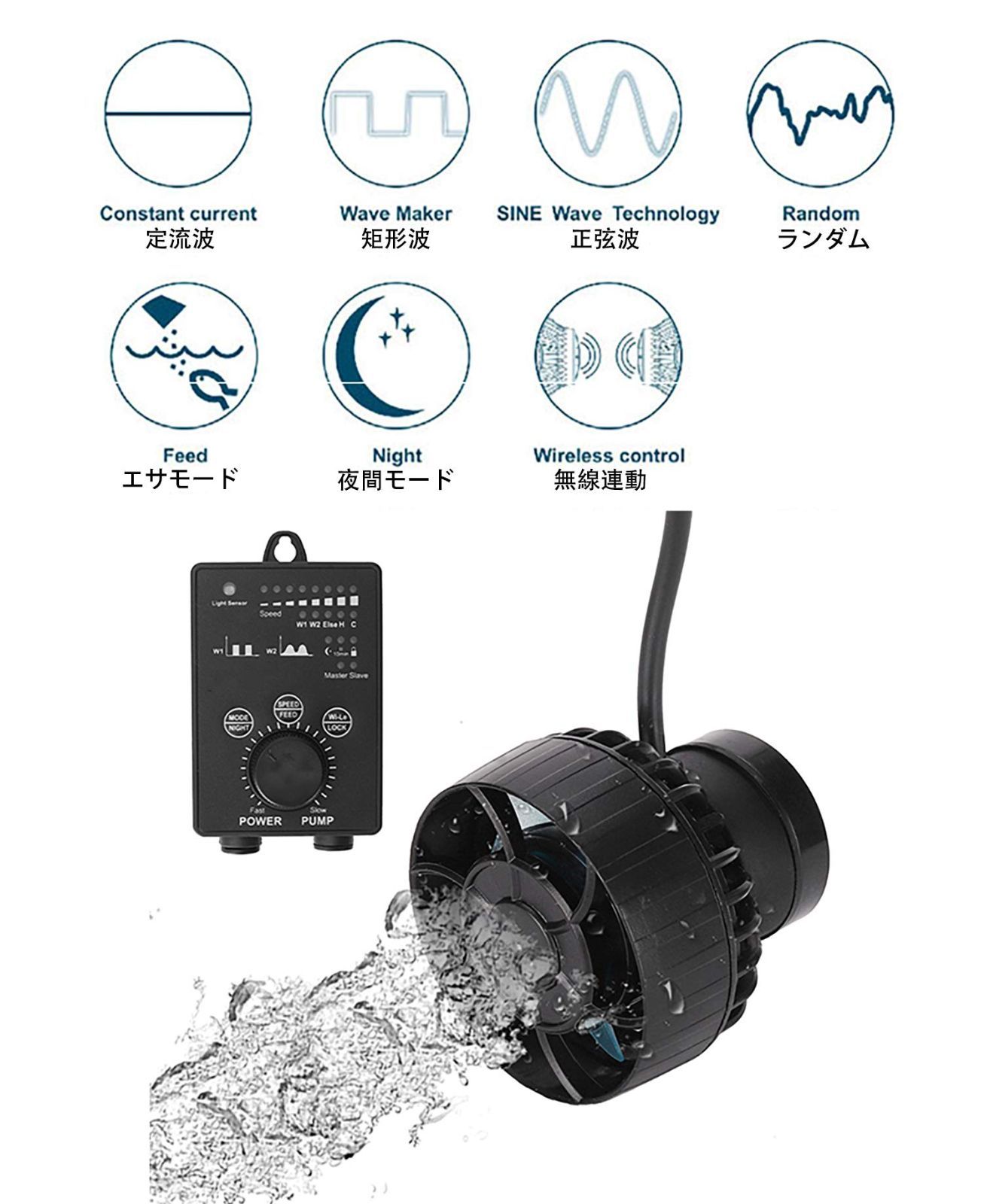 回転式 ワイヤレス 水槽循環ポンプ アクアリウム 強力 水槽ポンプ 安定 水中ポンプ 波メーカー 淡水 水流ポンプ 海水 ウェーブポンプ  マグネット吸盤 SLW30 (SLW30(13000L/H) METIS WIFIアプリ機能無し) - メルカリ