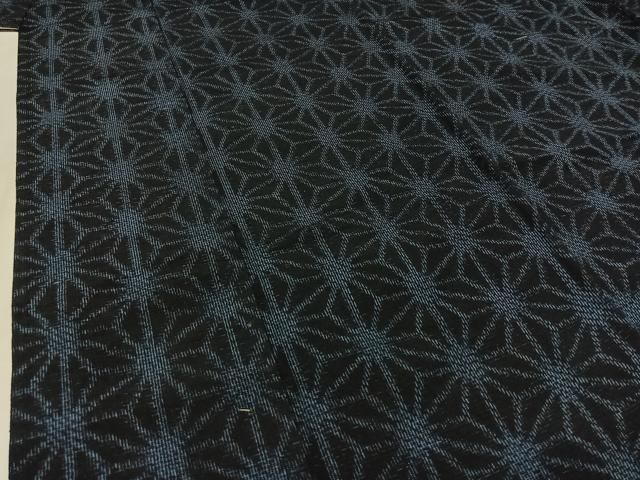 平和屋着物▽上質な紬 単衣 麻の葉文様 正絹 逸品 AAAZ0699jh