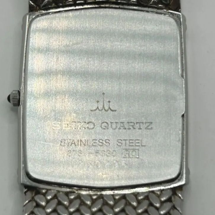 腕時計 SEIKO CREDOR クレドール 型番 6730-5330 クォーツ式 電池式 レディース セイコー 女性 文字盤 四角 スクエア 黒 紺 ブラック ネイビー 銀 シルバー SILVER ステンレス スチール