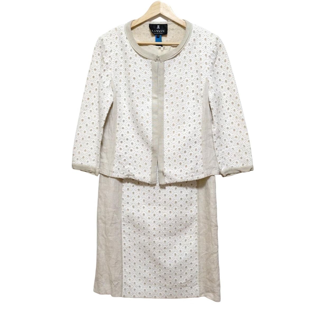 LANVIN COLLECTION ランバンコレクション ワンピーススーツ レディース - 白×ベージュ レース