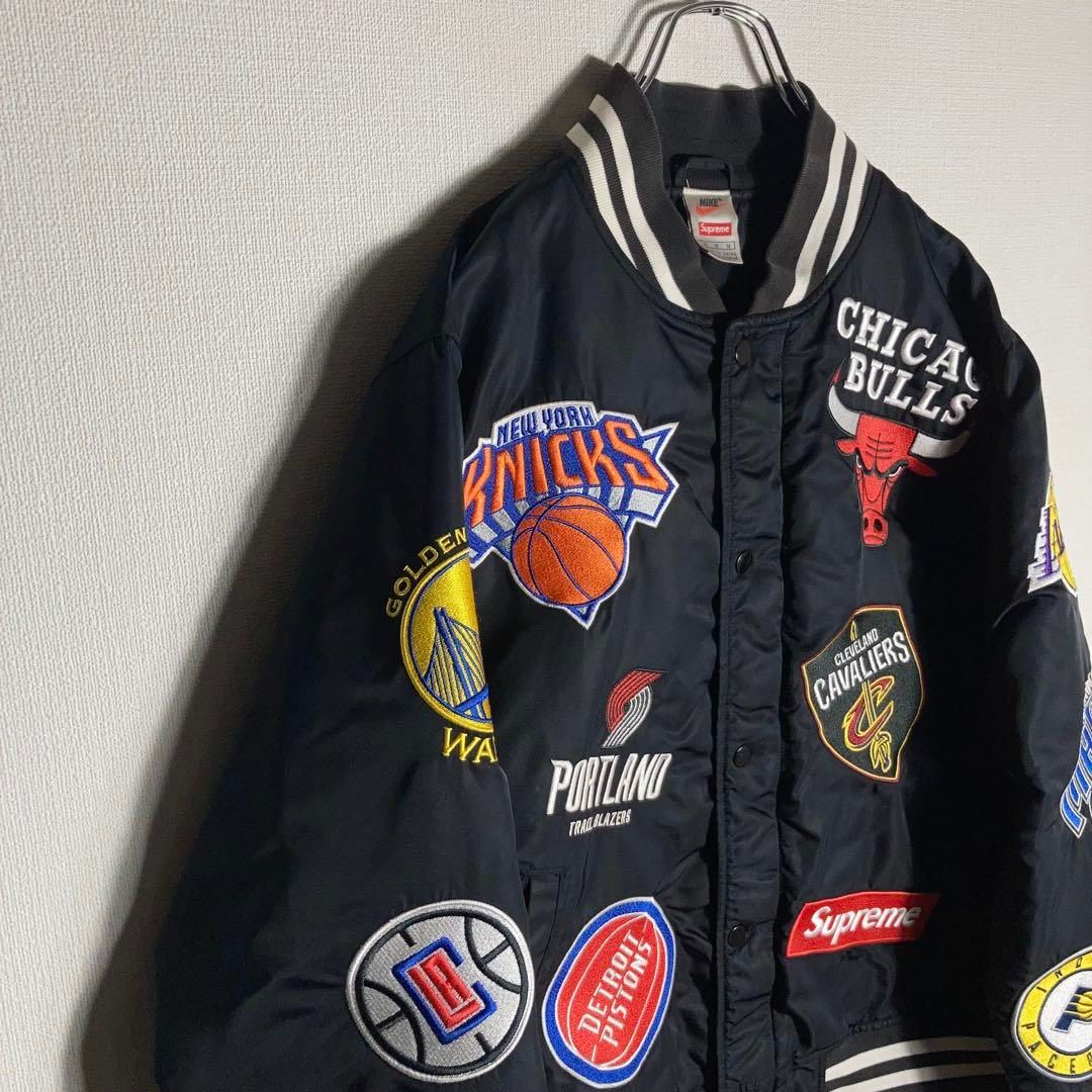 コラボ】NIKE x SUPREME スタジャン 刺繍ロゴ NBA バスケ M 美品