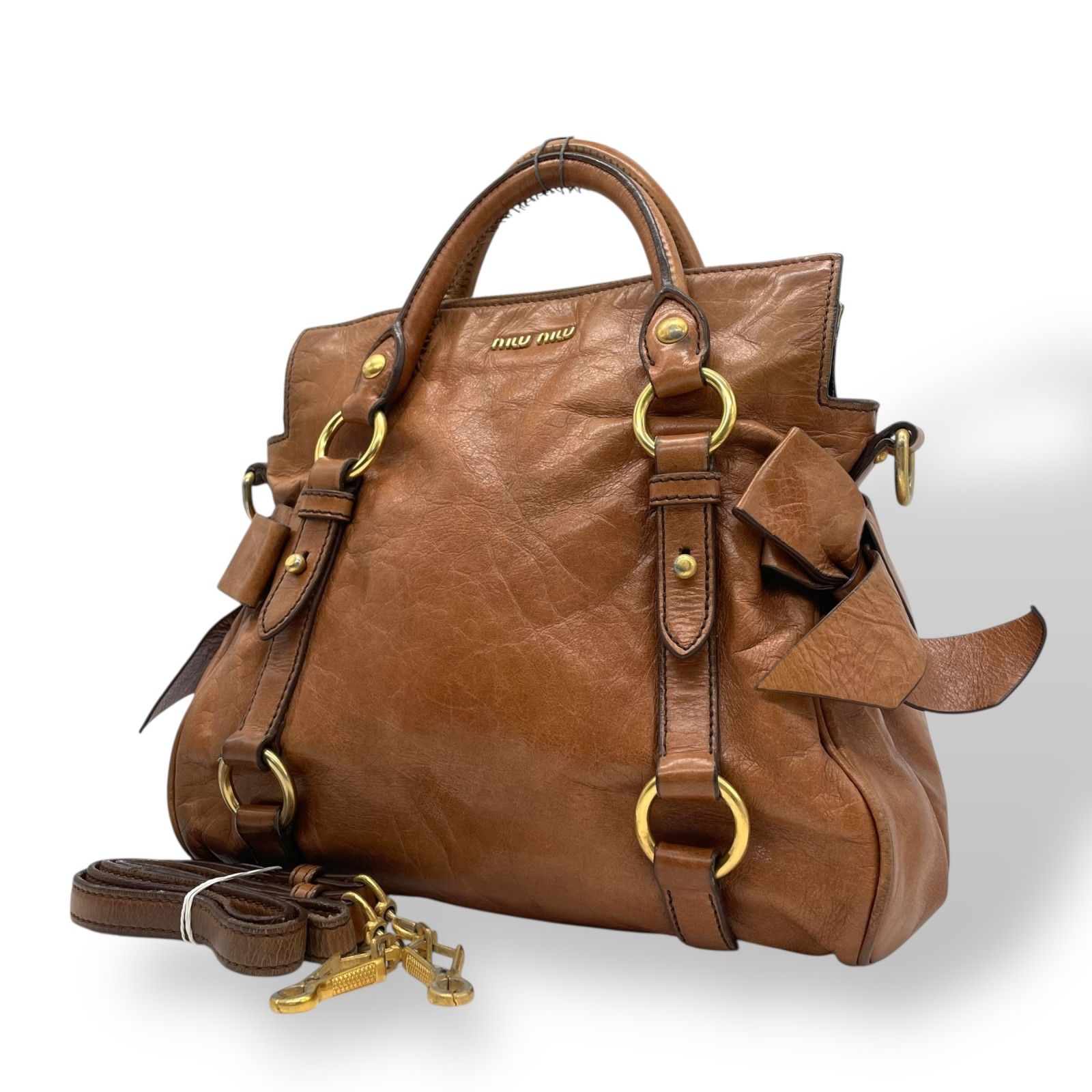 miumiu ヴィッテロリュクス ロゴ 2WAY ハンドバッグ ショルダーバッグ MIUMIU ミュウミュウ ヴィッテロルクス 2WAY ハンドバッグ