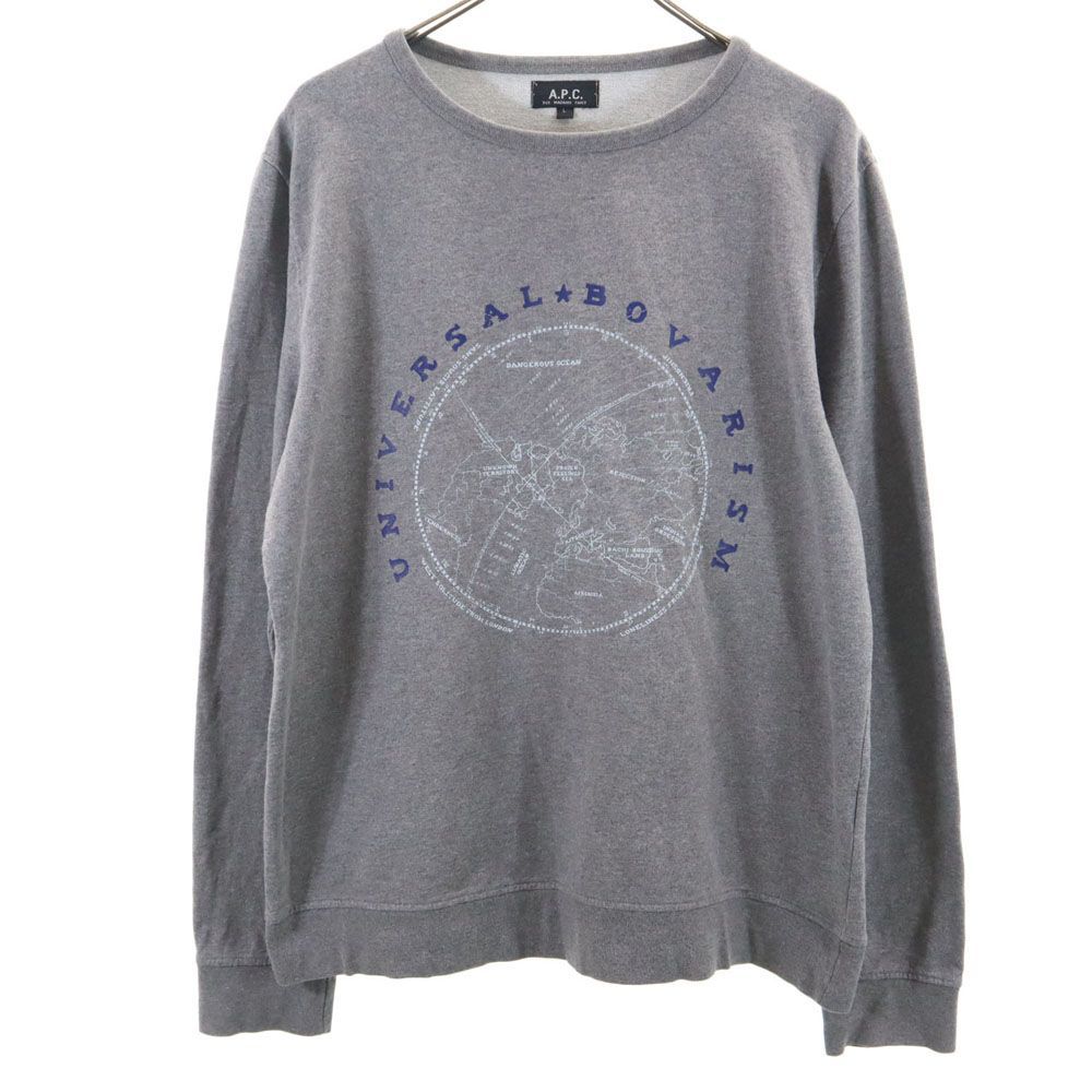アーペーセー プリント 長袖 スウェット L グレー A.P.C. メンズ 古着 【240423】