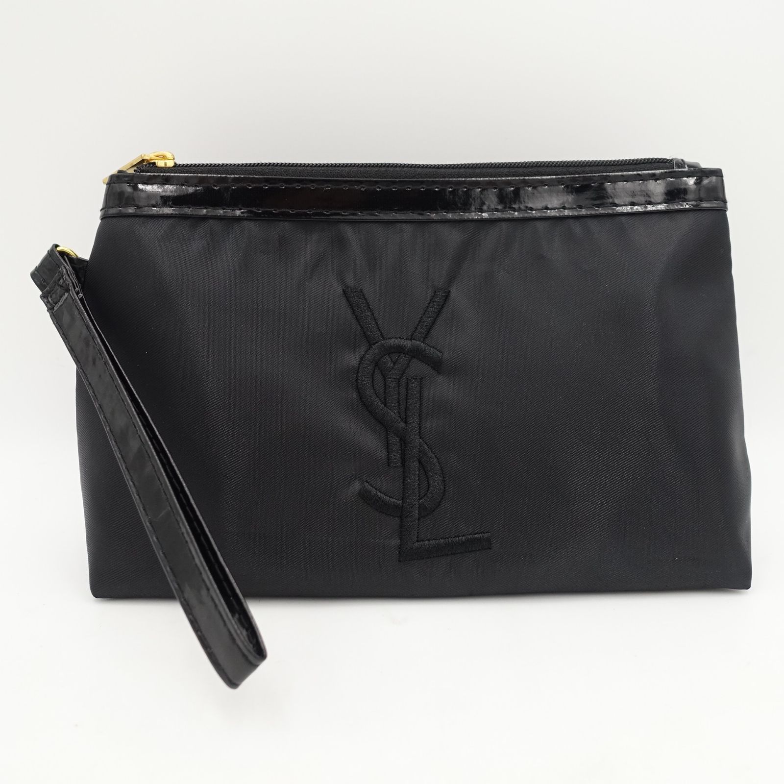 YSL ストラップ付きコスメポーチ ブラック ロゴ 未使用 ノベルティ