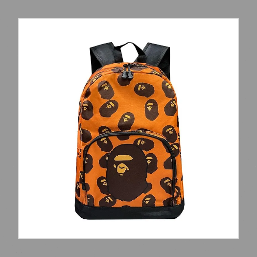 A BATHING APE シャークヘッドプリント 黒サル 猿顔バッグパック／リュック