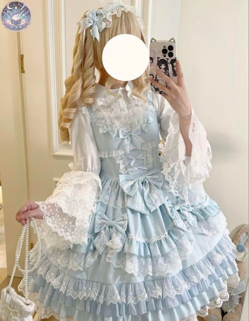 ♥ ロココプリンセス ロリィタドレスフルセット ジャンスカ ブルー 甘ロリ