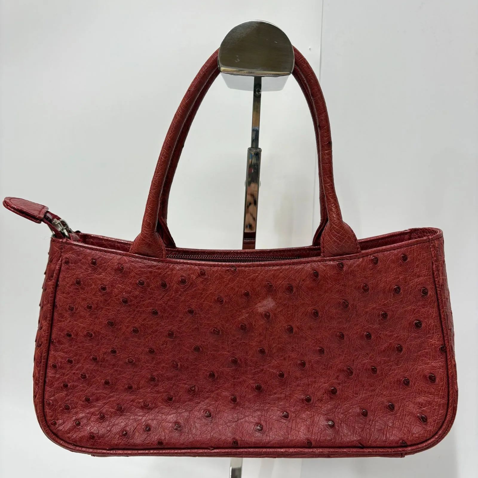 ☆-35 良品 JRA認証マーク オーストリッチ ハンドバッグ ピンク系 JRA 