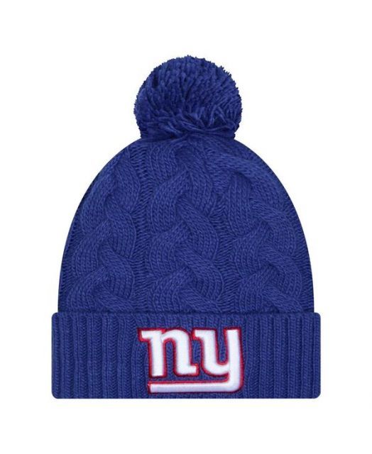 送料無料 ニューエラ レディース 帽子 アクセサリー Women s Royal New York Giants Cable Cuffed With Pom Knit Hat Royal