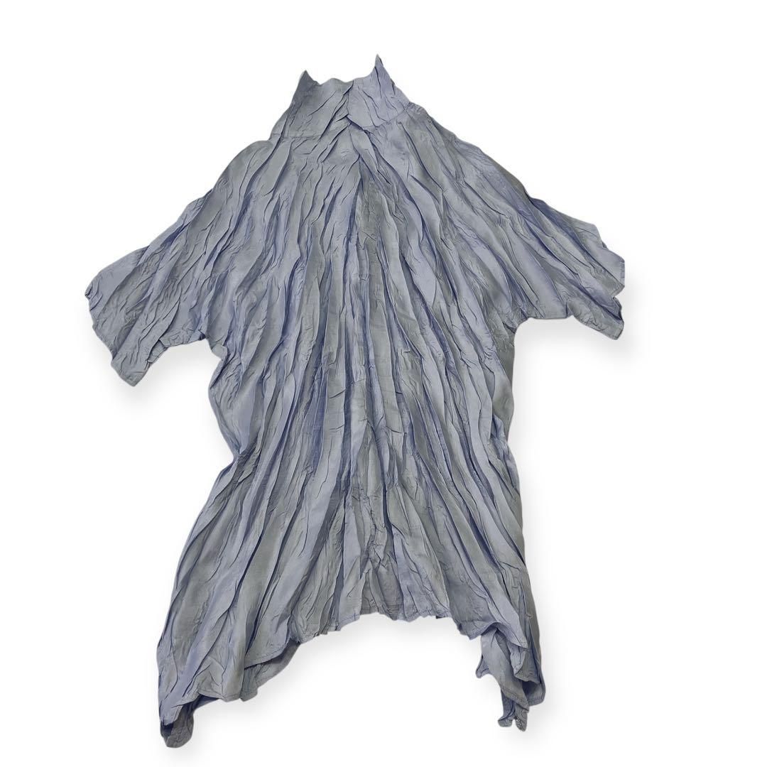 プリーツプリーズ PLEATSレディース プリーツ加工 トップス 変形 青