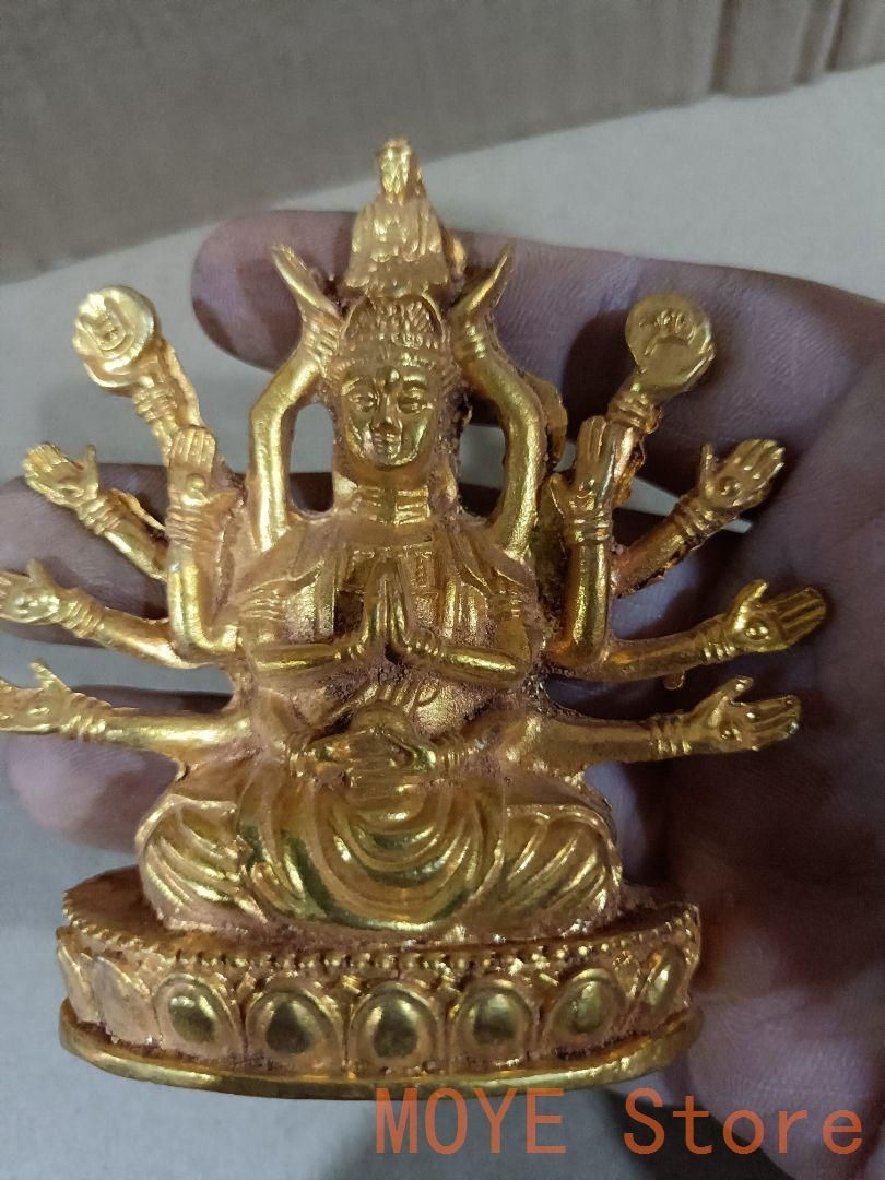 銅器 観音菩薩仏像 書道具 文房具装飾品 工芸品 美術品 自在観音 置物