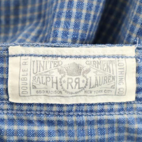 RRL 一ツ星 チェック 長袖 シャツ M ブルー系 ダブルアールエル メンズ