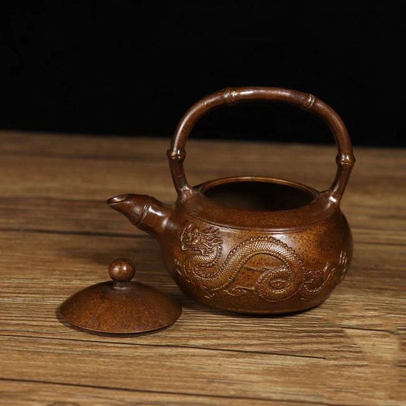 浮彫 竜紋茶壺 酒壺 銅壺 茶道 工芸品 美術品 置物 浮彫 竜紋茶壺 酒壺 銅壺 茶道 工芸品 美術品 置物 浮彫 竜