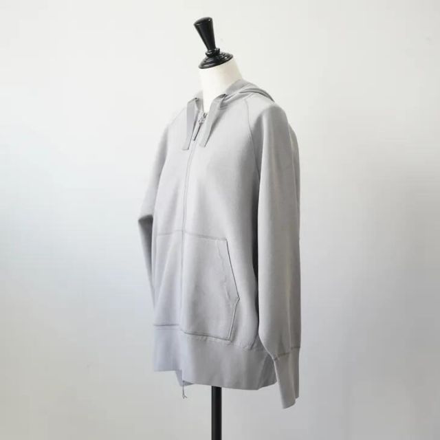 lelill レリル | ハイテクニットニットフーディー 杢グレー|オフホワイト size 38 | パーカー