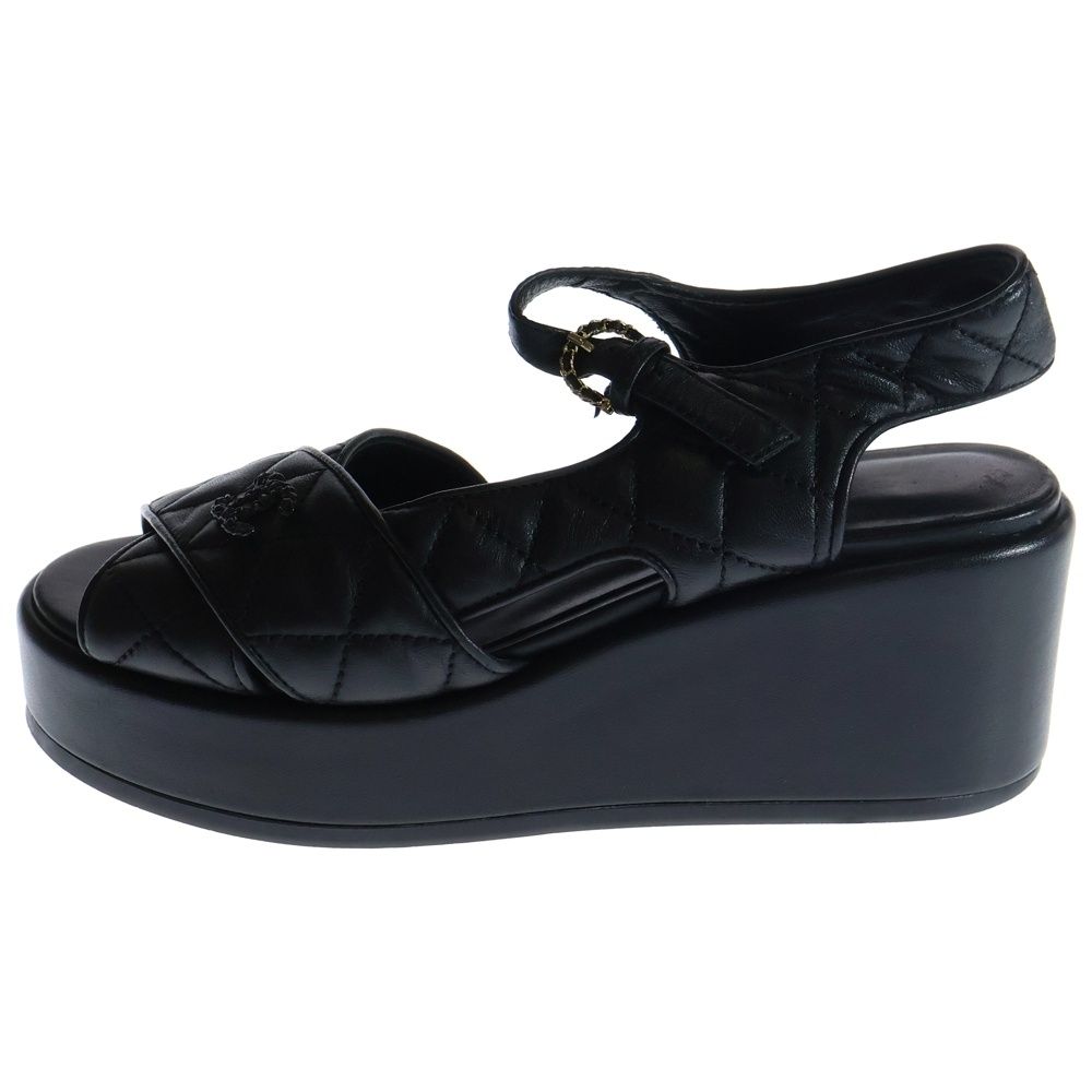 CHANEL (シャネル) ココマーク ラムスキン ウェッジソール サンダル  