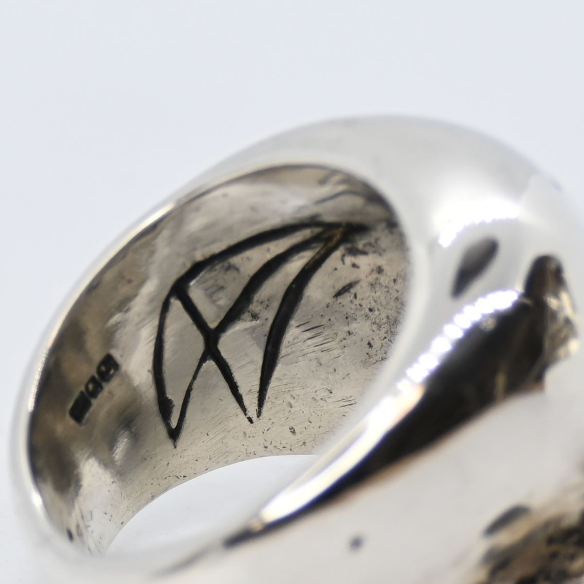 シルバー925 リング　WEIRD 研磨済】CRAZY PIG LARGE EVIL SKULL リング シルバー 19号 silver 925