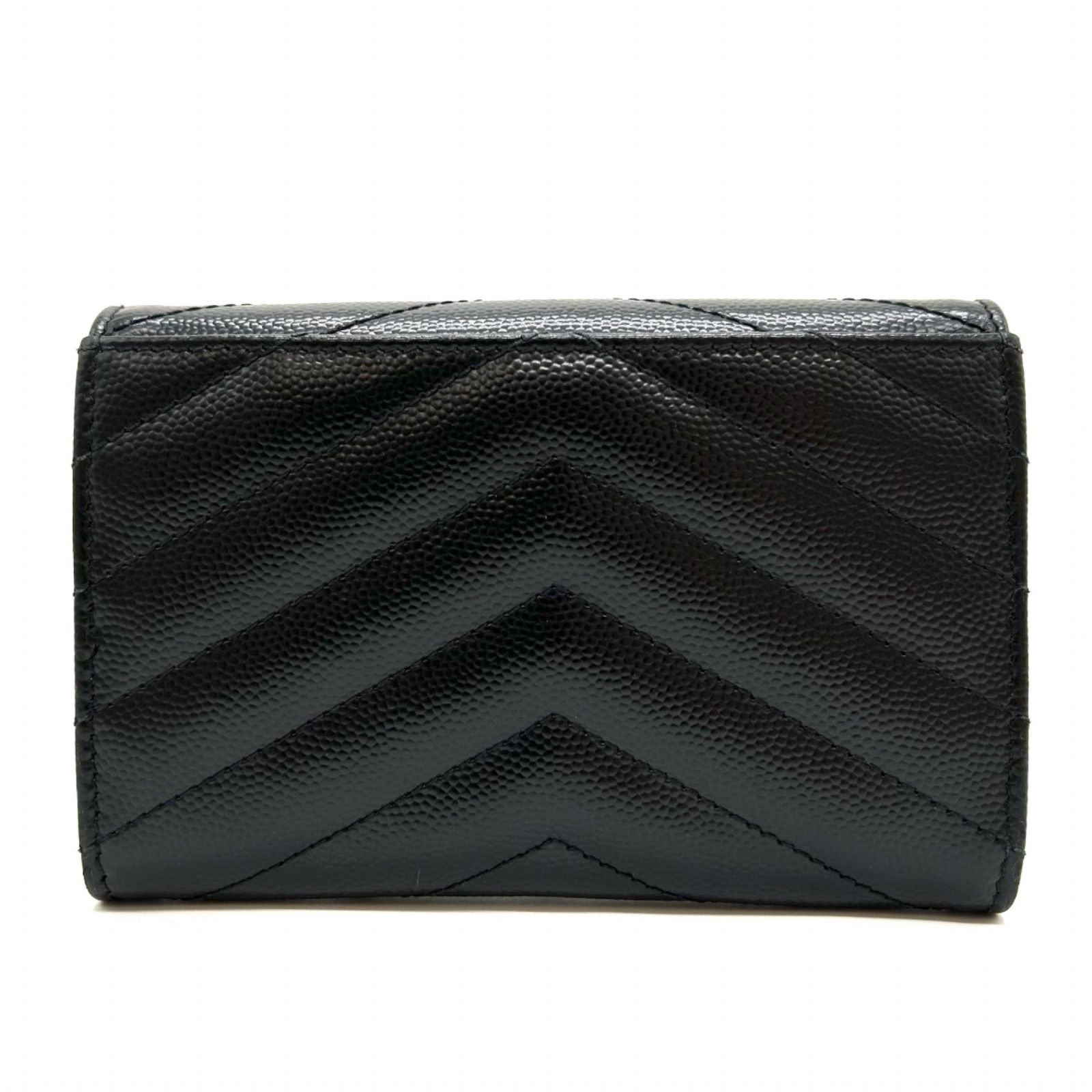 SAINT LAURENT サンローラン YSL カードケース レザー カサンドラ フラップウォレット ブラック 414404 レディース