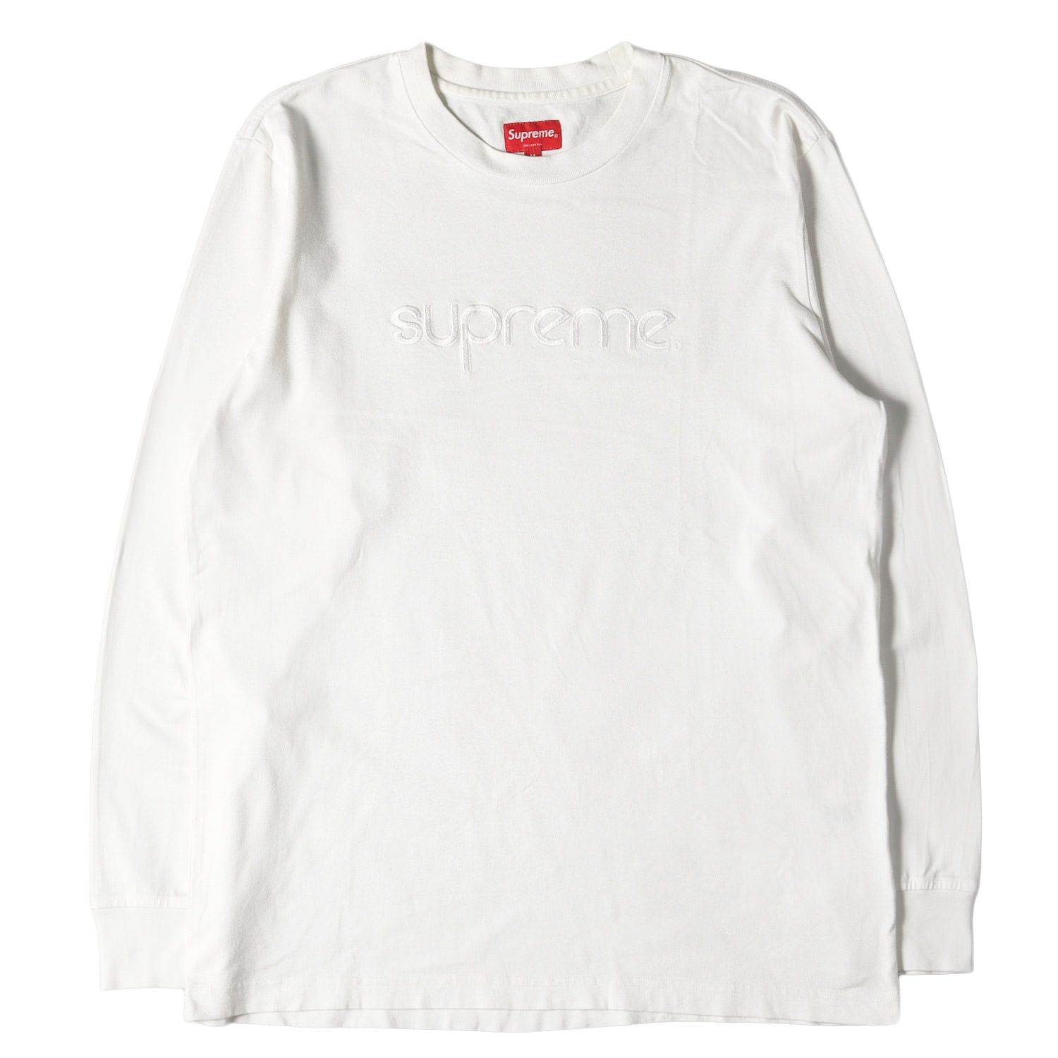 Supreme シュプリーム Tシャツ ブランドロゴ 刺繍 ロングスリーブ クルーネックTシャツ Tonal Embroidered L/S Tee  16SS ホワイト 白 M トップス カットソー 長袖 ブランド - メルカリ