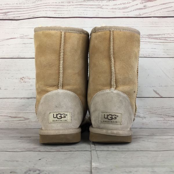 UGG☆ムートンブーツ【23.0/ベージュ】スエード加工/ショート丈/アグ