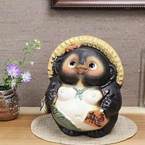 信楽焼 7号お願い狸(メス) 信楽焼たぬき縁起物タヌキ 陶器タヌキ 