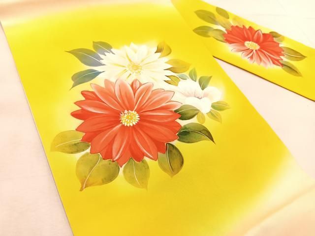 平和屋着物◎塩瀬 九寸名古屋帯 手書き 舞花文 正絹 逸品 BAAU6007yc