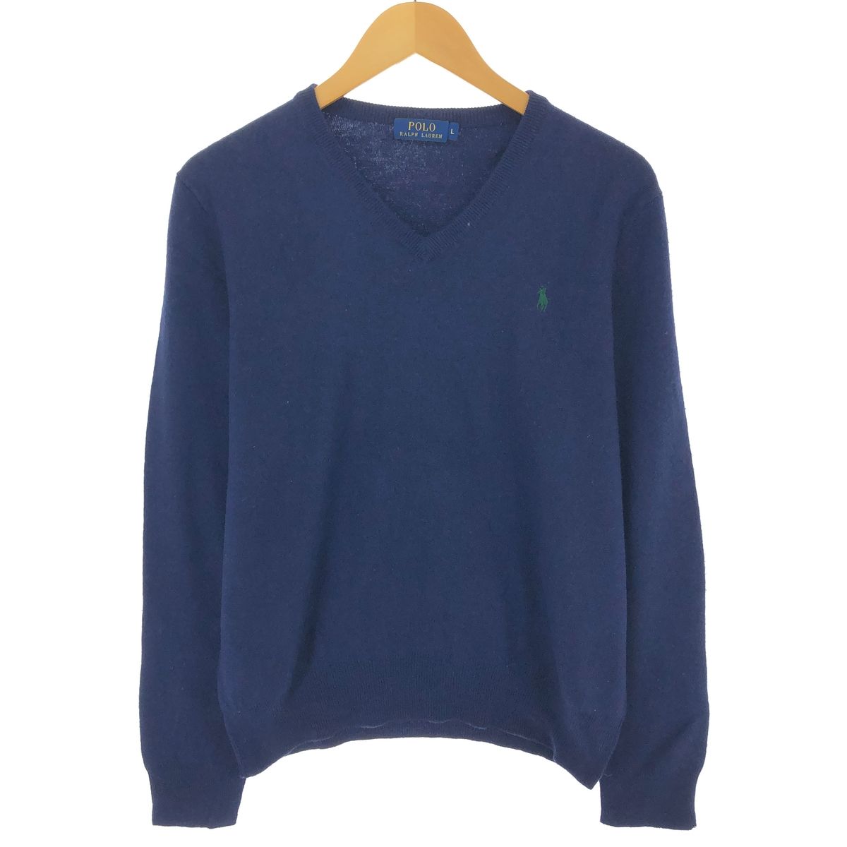古着 ラルフローレン Ralph Lauren Vネック メリノウールニットセーター メンズL相当/eaa493058